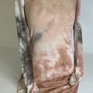 Hearts & Hips Women’s Pink and Brown Tie Dye Dress Dress Medium